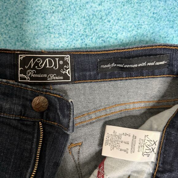 NYDJ Jeans Womens Sz 8 28x27 Straight Mid Rise Blue Stretch Denim Made In USA - Picture 12 of 15